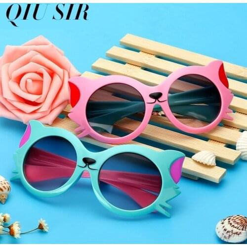 Trendy Fashion Childrens Sunglasses Boys Girls Kids Cute Cartoon Cat Eye Sun Glasses Resin Children Gradient Lens Glass UV400