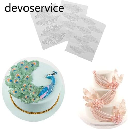 Sugarcraft 3pcs Feather Plastic Lace Cake Stencils Cake Border Decorating Tools Cake Mold Fondant Gumpaste Stencil Molds Moulds