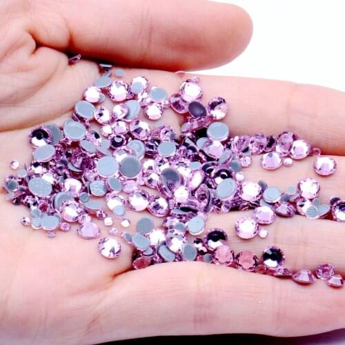 LIGHT ROSE Color Hotfix Strass Rhinestones Flatback Glue Backing Iron On Glass Stones Appliques For Fabric Garments Supplies