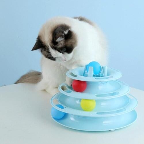 LED Light 4-Layer Round Tower Track Interactive Toy Track Game Track Ball Cat Turntable With Toy Glow Ball