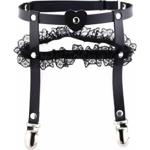 Temperament fashion original handwork sexy leather lace heart heart bride garter party leg ring socks clip