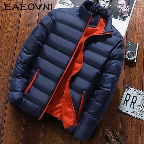 EAEOVNI Warm Thick Puffer Jacket Men Parka Jackets Winter Casual Mens Outwear Coats Male Windbreak Cotton Padded Down Jacket