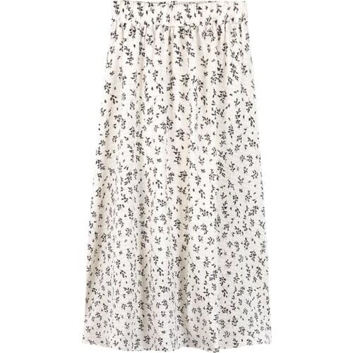 Spring and Autumn Retro Long Skirt Women All-match Female Student A-line Printed Maxi Skirt High Waist Skirts NS2452