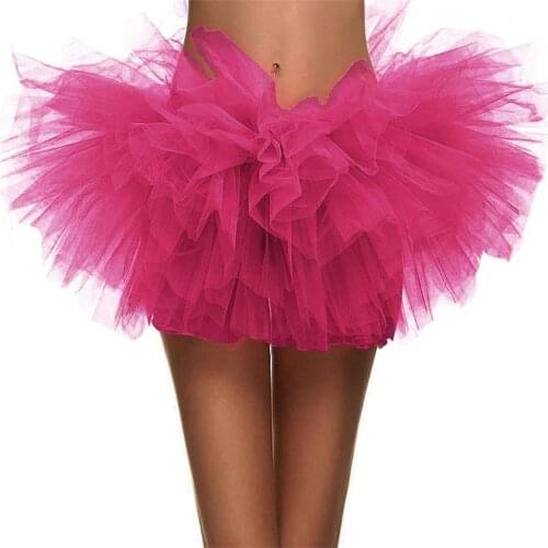 Women Classic 80s Mini Puffy Tutu Solid Color 6-layered Bubble Ballet Skirt Party Dance Halloween Costume Petticoat Femme #YJ