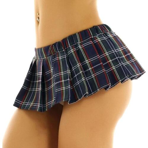 Women Hot Sexy Micro Miniskirt Harajuku Plaid Scottish Style Elastic Mid Waist Japanese School Pleated Skirts Clubwear Costume