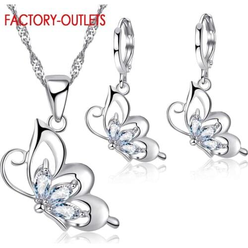 New Fashion Jewelry For Decoration Cute Animal Design Pendant Necklace Hoop Earrings Set 925 Sterling Silver Women Party Jewelry