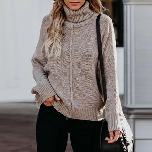 2021 Autumn Women Turtleneck Knitted Sweaters Casual Long Sleeve Top Solid Elegant Pullover Jumper Knitwear Jersey Mujer S-3XL