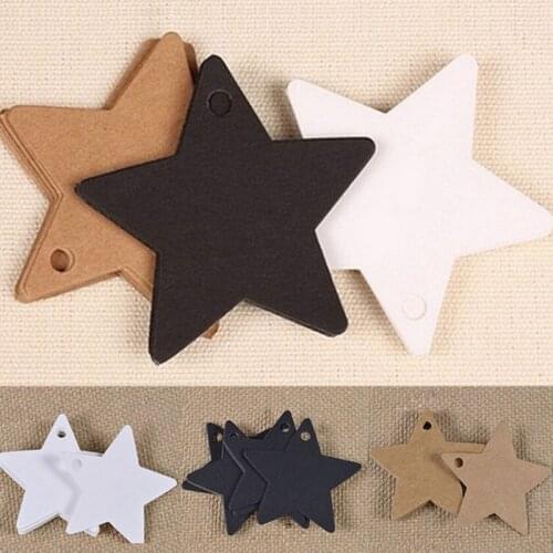 100pcs 6*6cm Star Kraft Paper Labels Hang Tags For Clothing Packaging Labels Christmas Favors Gifts Tags