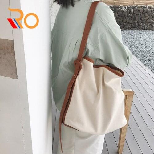 Large Capacity Canvas Shoulder Bag For Women Messenger Bag Female Composite Bag Shopping Bags Casual Big Handbag Bolsos White