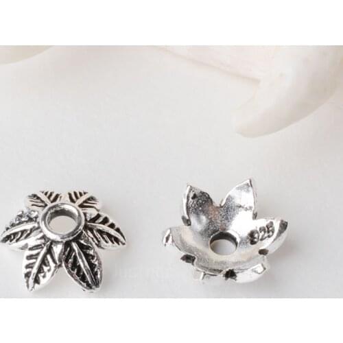 Solid 925 sterling silver Leaves bead cap,Thai Silver spacer bead caps,jewelry diy silver findings/components