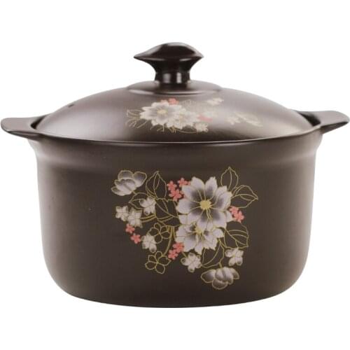 Jingdezhen ceramic casserole stew soup Omer ceramic pot 2.5L fire straight coffee color flower casserole