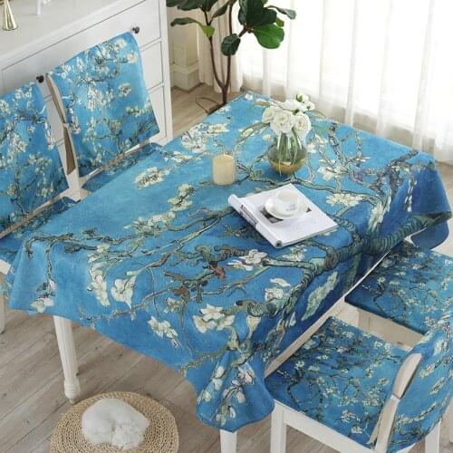 Print Decorative Waterproof Linen Tablecloth Waterproof Thick Rectangular Wedding Dining Table Cover FlowersTea Table Cloth