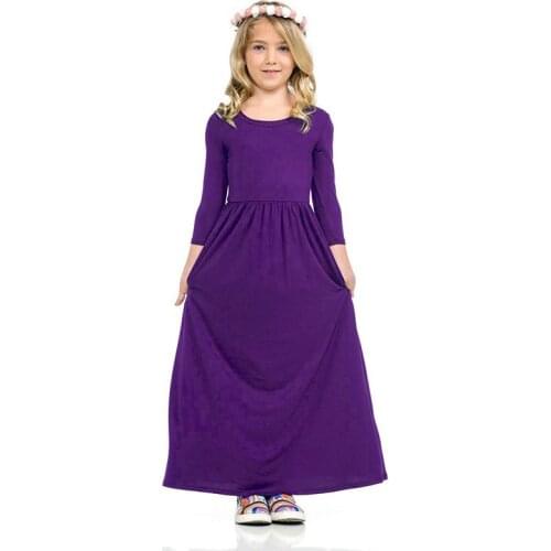 Kids clothes for girls maxi Dress Autumn Winter long sleeve 2-10 years Princess Party Dresses 8 color