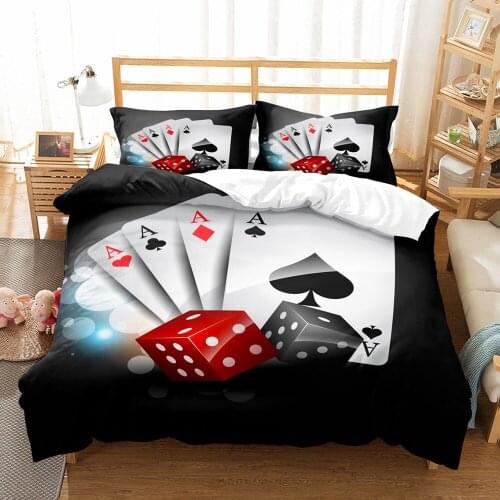 Game Poker Playing Cards Bedding Set Modern Comforter 3D Print Luxury Duvet Cover Set Home Textile Decor Queen King Single Size