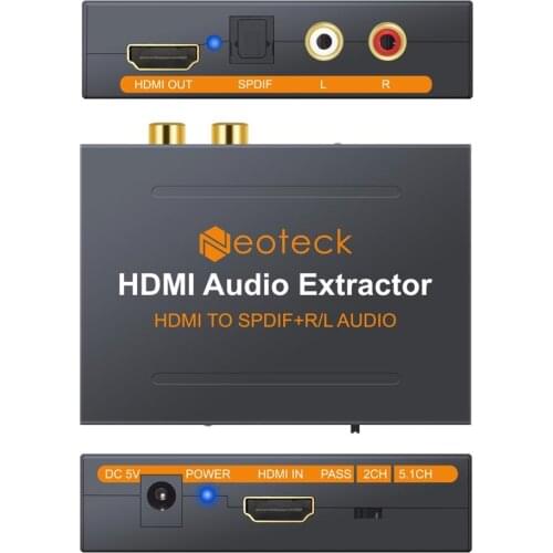 PROSTERFor HDMI to Optical TOSLINK SPDIF HDMI-compatible Analog RCA L/R Stereo Audio Extractor Converter HDMI Audio Splitter