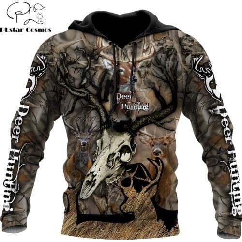 Camo Deer Hunter 3D All Over Printed Fashion Mens Autumn Hoodie Sweatshirt Unisex Streetwear Casual Zip Jacket Pullover KJ529