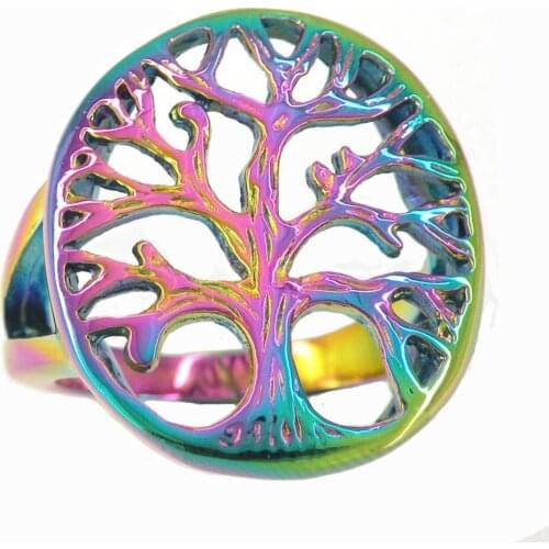 FANSSTEEL Stainless Steel Jewelry Life of Tree Ring FSR11W50C