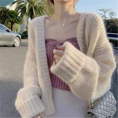 Korean Fashion oversize sweater women cardigans loose womens coats casual fashion knitted solid women clothing 2020