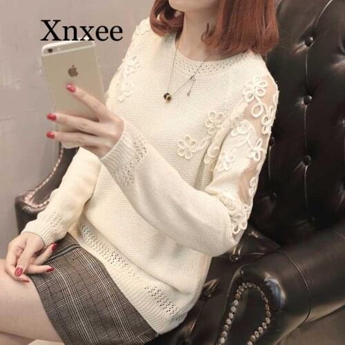Summer Knitted Pullover Tops Women Hollow Out Long Sleeve Ladies Thin Crochet Jumper Solid Womens Knitted Sweaters Female