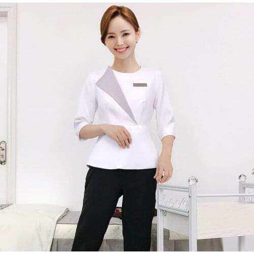 New Beauty Salon Cosmetologist Work Clothes Embroidery Master Manicurist Front Desk Store Manager Uniform