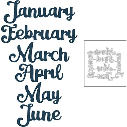 2020 New January February March April May June Word Metal Cutting Dies For DIY Greeting Card Paper Scrapbooking Making No Stamps