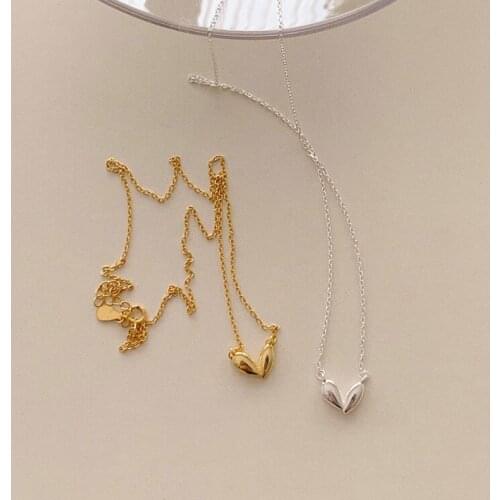 Origin Summer Fashion Small Geometric Love Heart Pendant Necklace for Women Girls Gold Silver Colour Thin Chain Necklace Jewelry