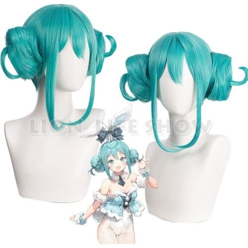 40CM Miku Cosplay Wigs Sexy White Bunny Girl Cosplay Heat Resistant Synthetic Hair Women Party Role Play Wigs