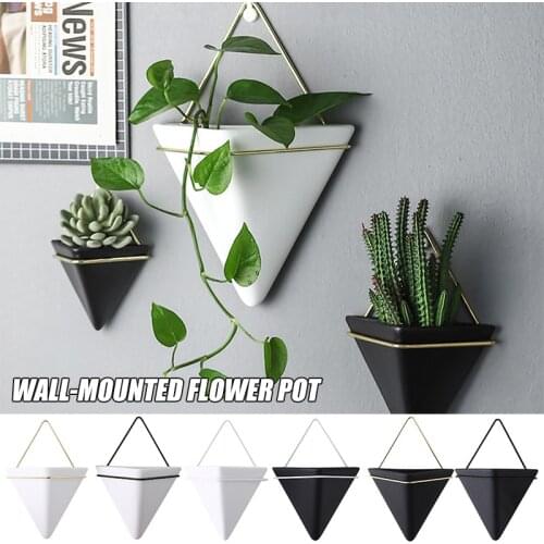 Simple Container Iron Vases Ceramic Self Water-Absorbing Planter Nordic Succulent Plant Wall Mounted Flowerpot FP8