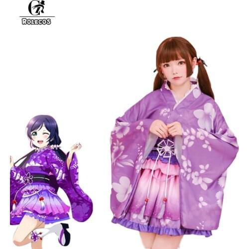 ROLECOS Anime Love Live Cosplay Costume Dress Tojo Nozomi Nico Yazawa Kotori Minami Kimono Cosplay Costume Women Lolita Dress