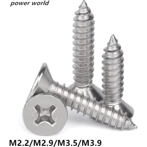 M2.2/M2.9/M3.5/M3.9 304 Stainless Steel Oval Self tapping screw Phillips cross countersunk head screw Recessed Flat Head Screw