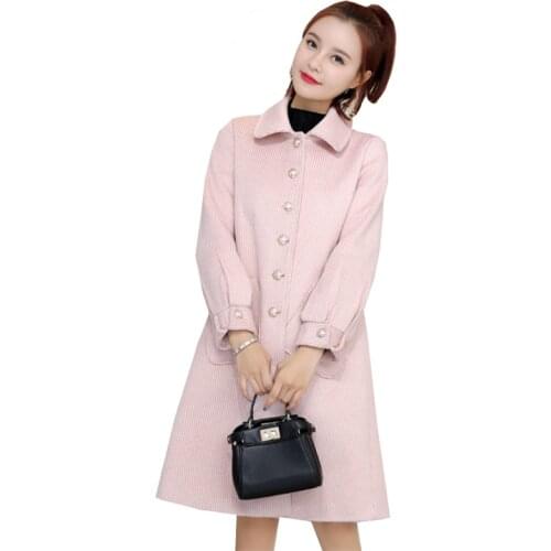 Houndstooth plaid woolen coat female medium long 2020 new autumn winter loose woolen coats Women cape single-breasted overcoat