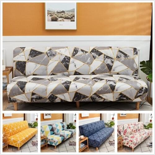 Spandex Plaid Folding Sofa Cover without Armrest Geometric All-inclusive Stretch Sofa Bed Cover Slipcover Sofa Towel S M L Size