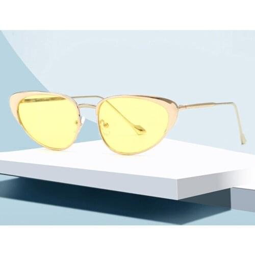 Veshion Cat Eye Sunglasses Women Alloy Sun Glasses for Female Brand Designer Small Face Decoration Vintage Woman Glasses Retro