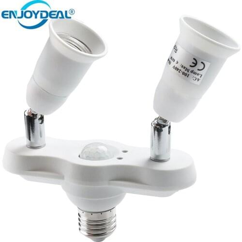 2in1 E27 Infrared Motion Sensor LED Light Pop Socket Set Adapter Converter Splitter Light Holder Lamp Base Holder for LED Bulb