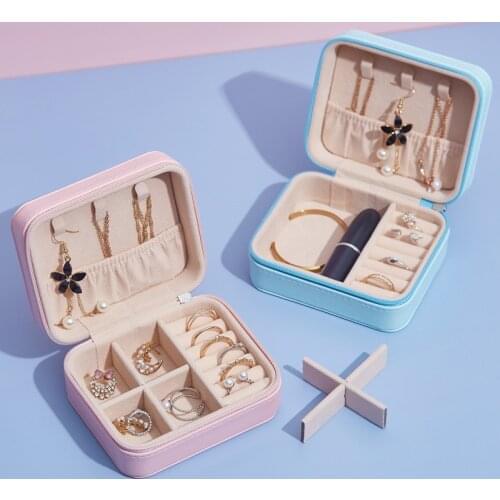 VoltaBox 2021 New PU Leather Simple Jewelry Box Portable Jewelry Storage Box Necklace Earring Ring Storage