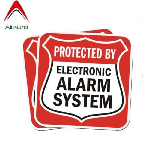 Aliauto 2 X Funny Car Sticker Electronic Alarm System Decal Warning Reflective PVC for Kia Mazda Mazda 3 Subaru Skoda,12cm*12cm