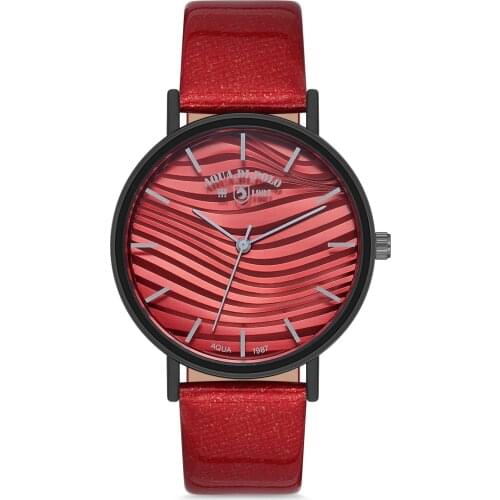 2020 top Brand Luxury Fashion Women 'S Red Leather Quartz Wrist watch Aqua di Polo 1987 APWA038603
