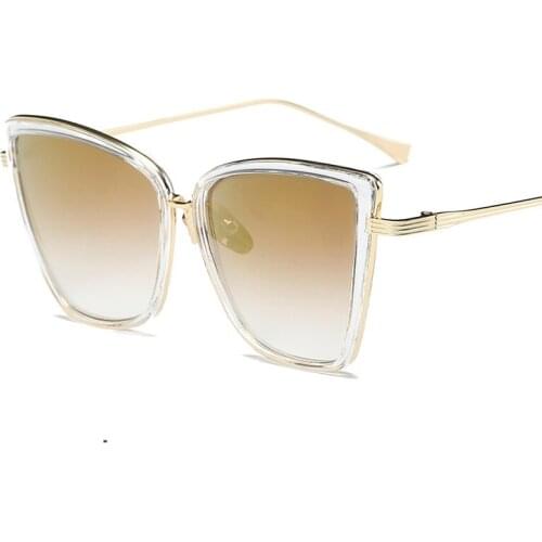 2020 Cat Eye Oversized Women Sunglasses Personality Vintage Metal Glasses Mirror Retro Luxury Outdoor Shades for Female Eyewear
