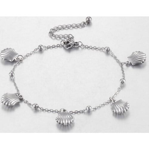 Ladies Fashion Anklet Stainless Steel Shell Pattern High Quality Jewelry Length 21cm 5cm Extension Chain