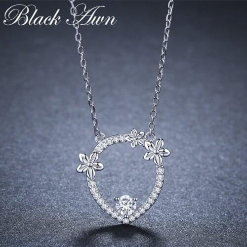 BLACK AWN 2020 New 925 Sterling Silver Jewelry Elegant Flower Necklaces Pendants Female Bijoux Party Gift K021 K021