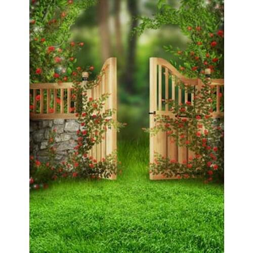 Scenic Photography Backdrops Stone Wood Door Green Lawn Children Baby Studio Background fondos para la foto de estudio 5'*6.5