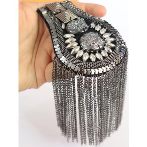 1Pc Handmade Exhibition Perform Play Show Tassel Big Shoulder Brooch Epaulet /Epaulettes Badge Knot Pads