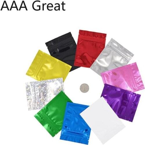 100Pcs/Lot Colorful Top Feed Foil Zip Lock Bags Food Pouch Mylar Aluminum Foil Bags Tea Pouches Food Storage Bag Laser Packaging