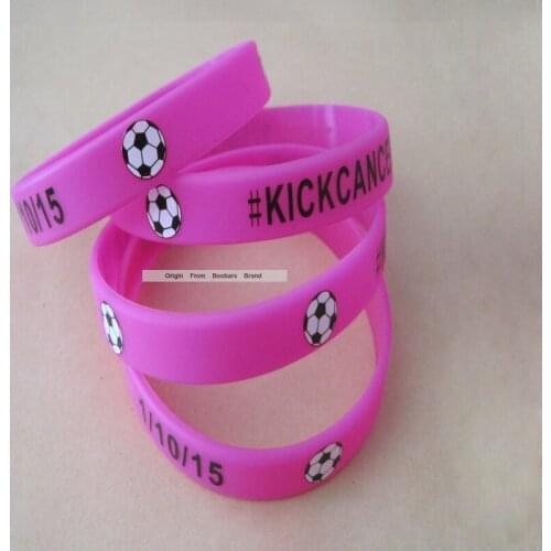 100pcs/lot custom FootBall Sports Logo Print Team Wristbands Gym Fitness Power Bands For Promotion Free shipping