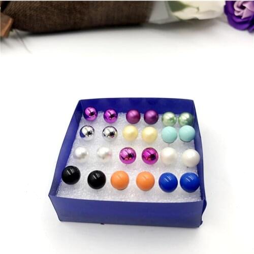 12 pairs/set White Simulated Pearl Stud Earrings Set For Women Jewelry Accessories Piercing Ball Earrings kit Bijouteria brincos