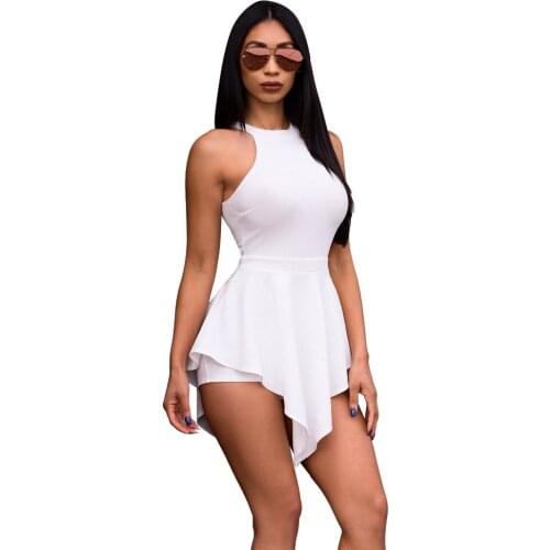 2018 Casual women Dress Summer Sexy Halter Mini Dress Solid Draped Girls Party Dresses Sleeves