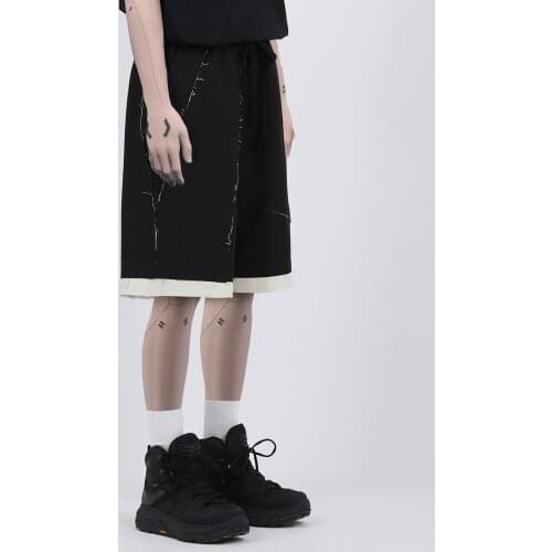 2021 Men Women Hair Stylist Original fake two pieces Loose drawcord deconstructed burr Vintage Shorts plus size costumes 27-46