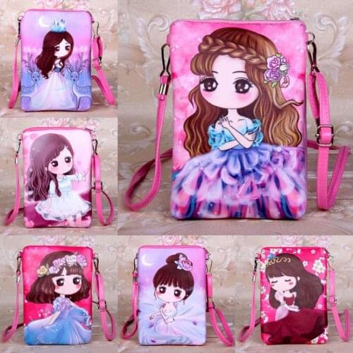 2021 NEW Pu leather Childrens Messenger Bag cartoon girls snack bag ladies convenient messenger mobile phone bag Kid bag