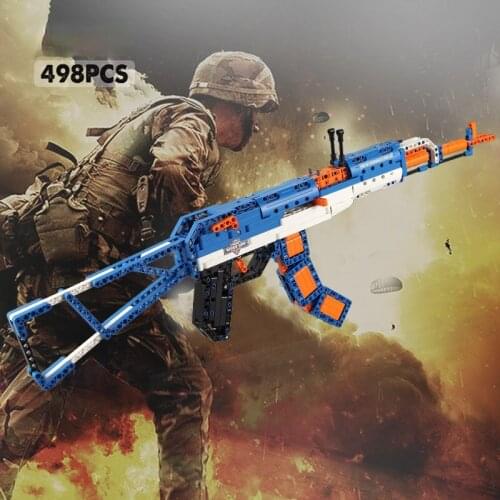 498PCS AK-47 Assault Rifle Technical Model Building Blocks Set Military Weapon Bricks City Game Gun Toys For Children