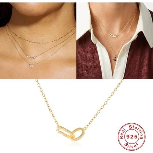 Aide 925 Sterling Silver Necklaces For Women Crystal Zircon Clavicle Necklace Fine Jewelry Collier Bijou Collares Pendant Gifts